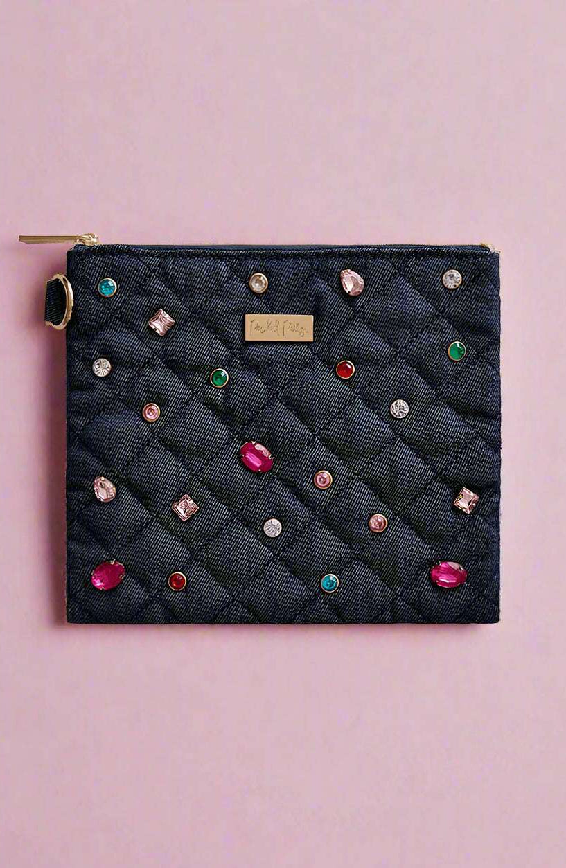 Shop Packed Party Packed Party Back to Fun Denim Everything Pouch Clutch Bag for women – premium loungewear and festival fashion at Spoiled Brat