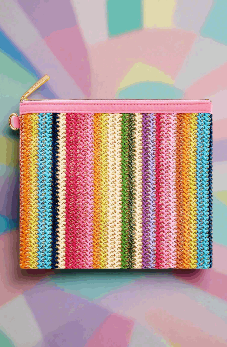 Shop Packed Party Packed Party Bring On The Fun Luxe Woven Rainbow Everything Pouch Bag Clutch Bag for women – premium loungewear and festival fashion at Spoiled Brat