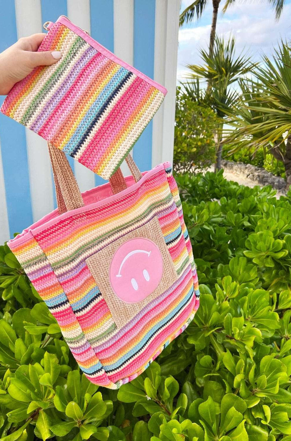 Shop Packed Party Packed Party Bring On The Fun Luxe Woven Rainbow Everything Pouch Bag Clutch Bag for women – premium loungewear and festival fashion at Spoiled Brat