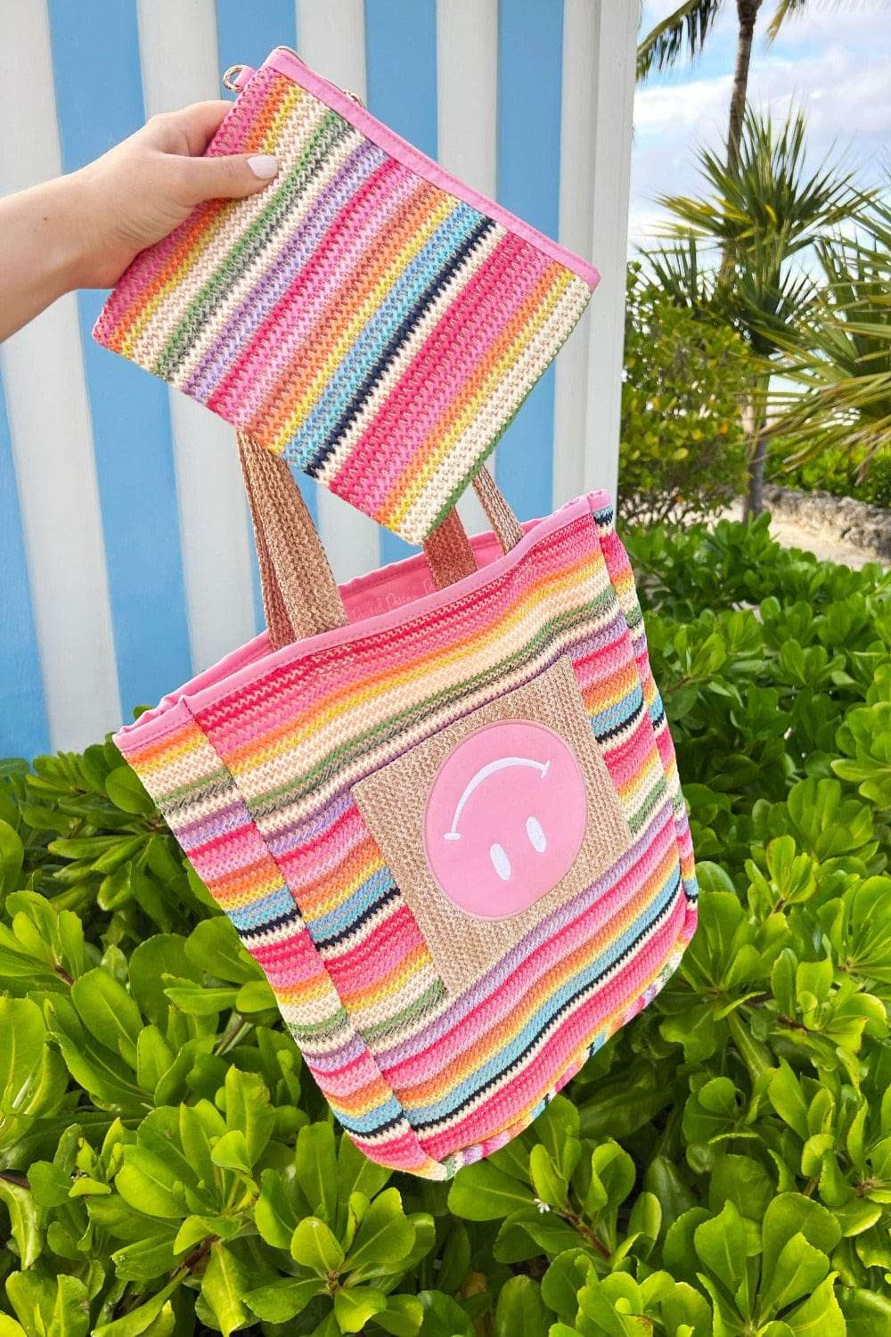 Shop Packed Party Packed Party Bring On The Fun Luxe Woven Rainbow Everything Pouch Bag Clutch Bag for women – premium loungewear and festival fashion at Spoiled Brat