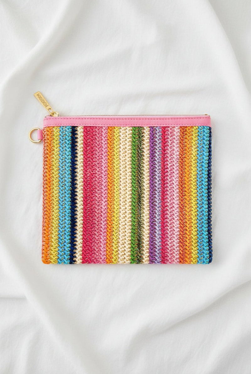 Shop Packed Party Packed Party Bring On The Fun Luxe Woven Rainbow Everything Pouch Bag Clutch Bag for women – premium loungewear and festival fashion at Spoiled Brat