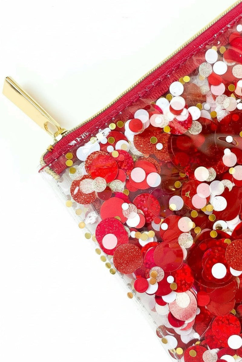 Shop Packed Party Packed Party Spirit Squad Rally Red Confetti Everything Pouch Clutch Bag for women – premium loungewear and festival fashion at Spoiled Brat