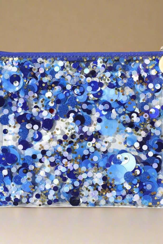 Packed Party Spirit Squad True Blue Confetti Everything Pouch Clutch Bag by Packed Party as seen on celebrities