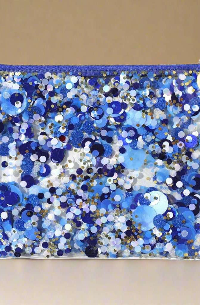 Packed Party Spirit Squad True Blue Confetti Everything Pouch Clutch Bag by Packed Party as seen on celebrities