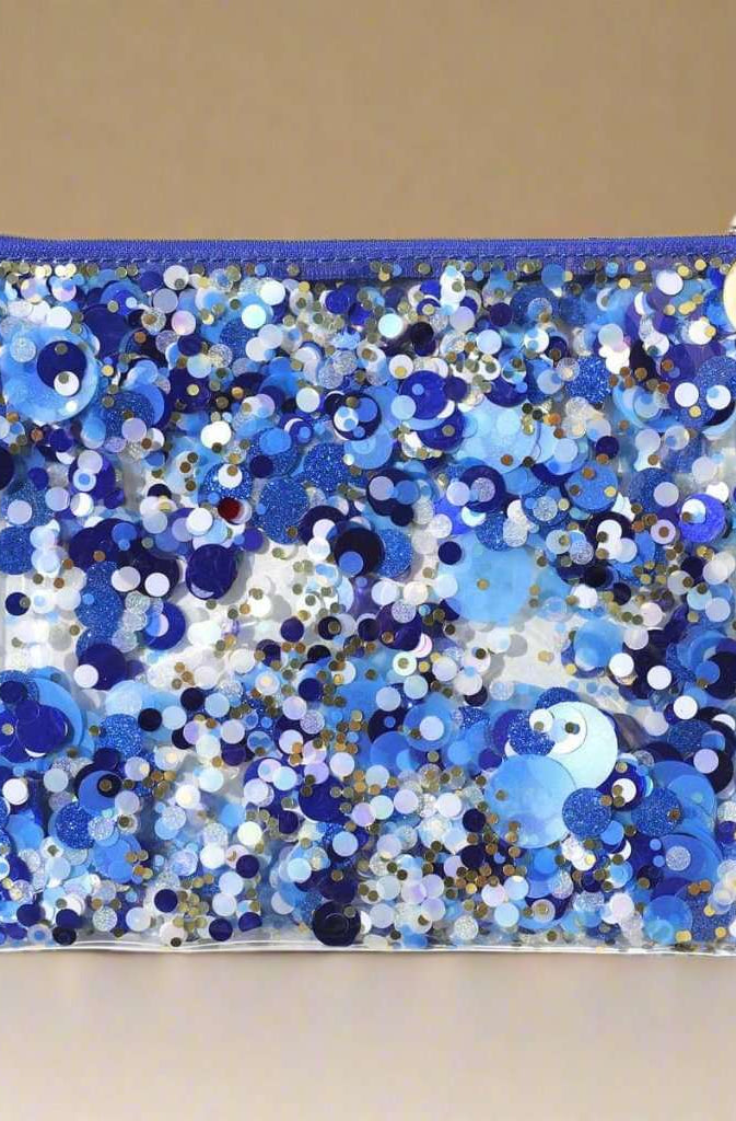 Packed Party Spirit Squad True Blue Confetti Everything Pouch Clutch Bag by Packed Party as seen on celebrities