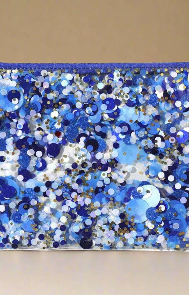 Packed Party Spirit Squad True Blue Confetti Everything Pouch Clutch Bag by Packed Party as seen on celebrities