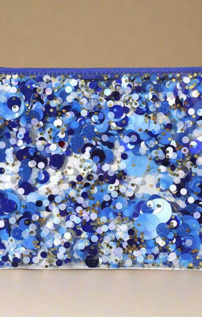 Packed Party Spirit Squad True Blue Confetti Everything Pouch Clutch Bag by Packed Party as seen on celebrities