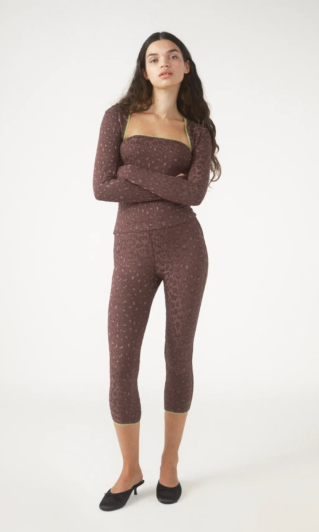 Pixie & Peach Gwen Leopard Jacquard Capri Pants - Spoiled Brat