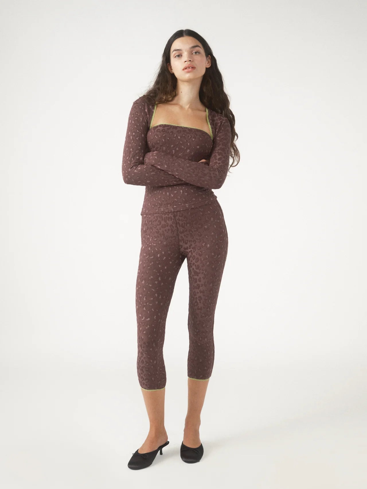 Pixie & Peach Gwen Leopard Jacquard Capri Pants - Spoiled Brat