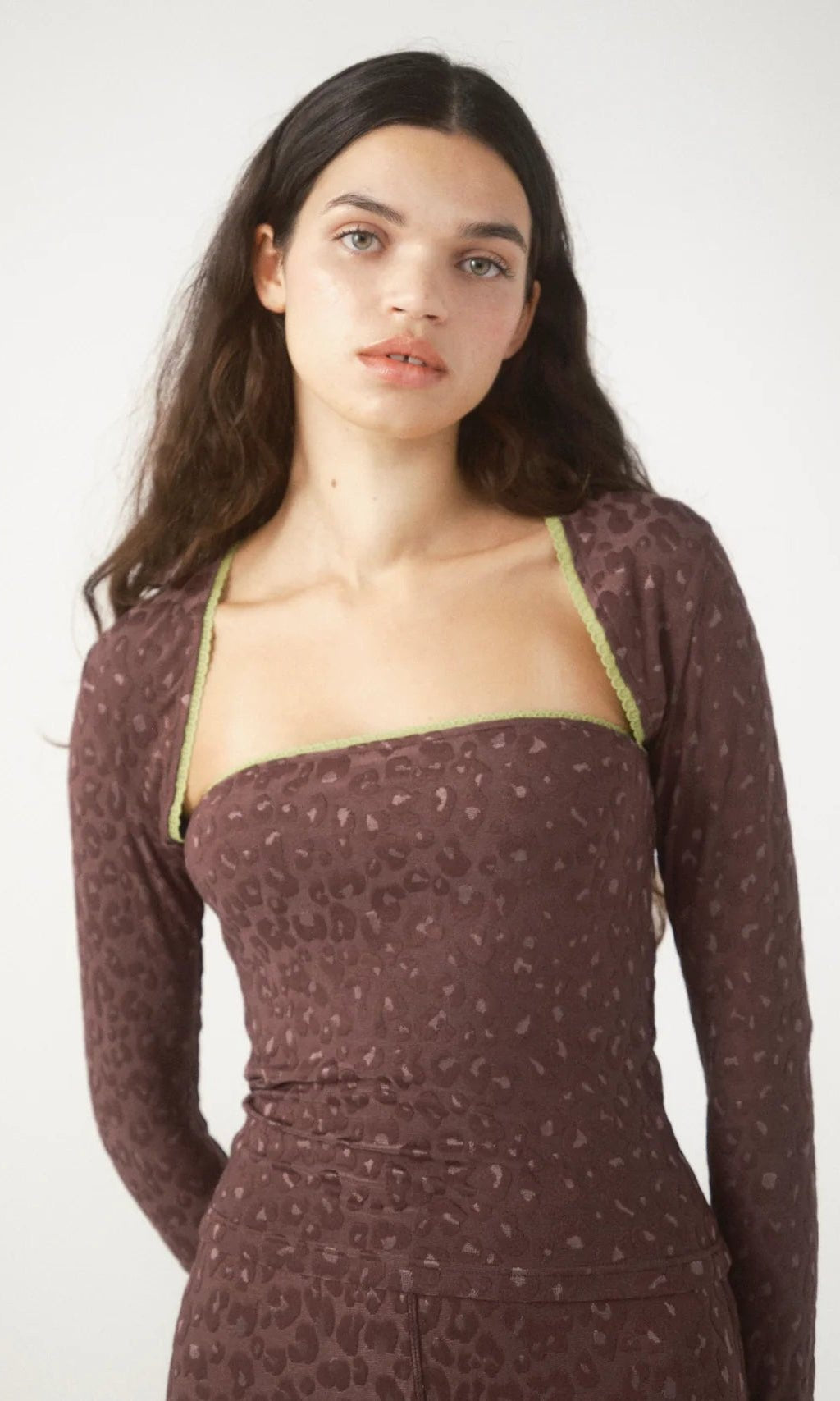 Pixie & Peach Gwen Leopard Jacquard Shrug Top - Spoiled Brat