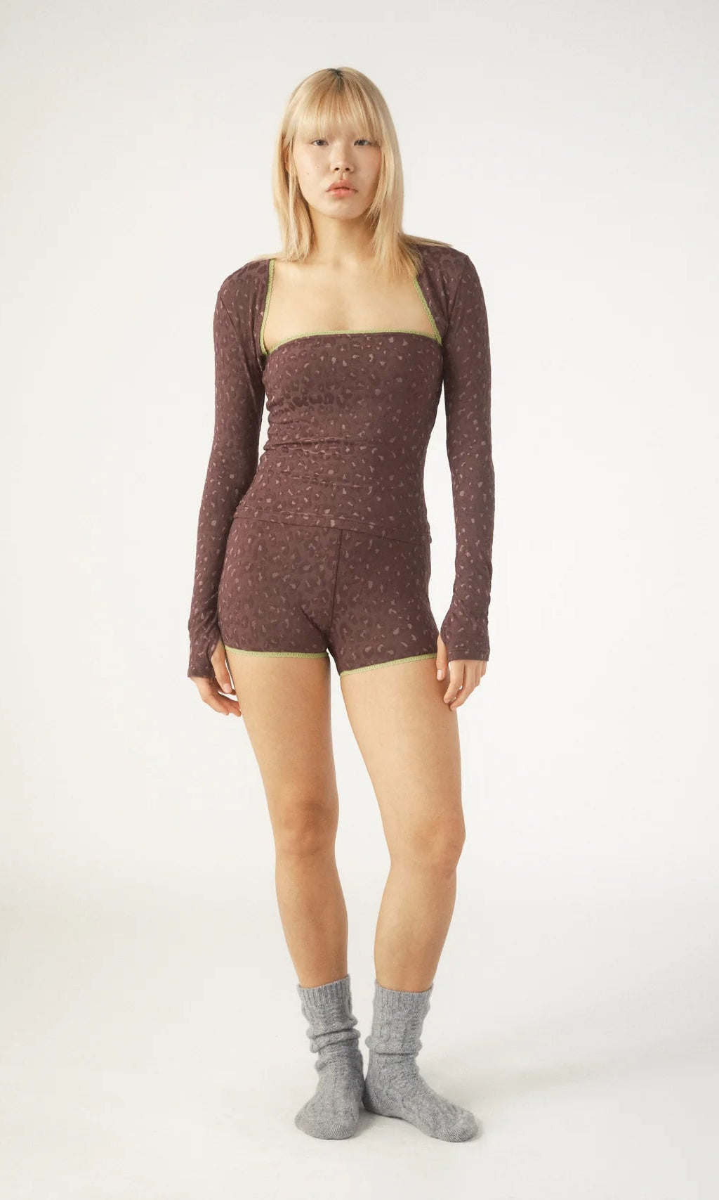 Pixie & Peach Gwen Leopard Jacquard Shrug Top - Spoiled Brat