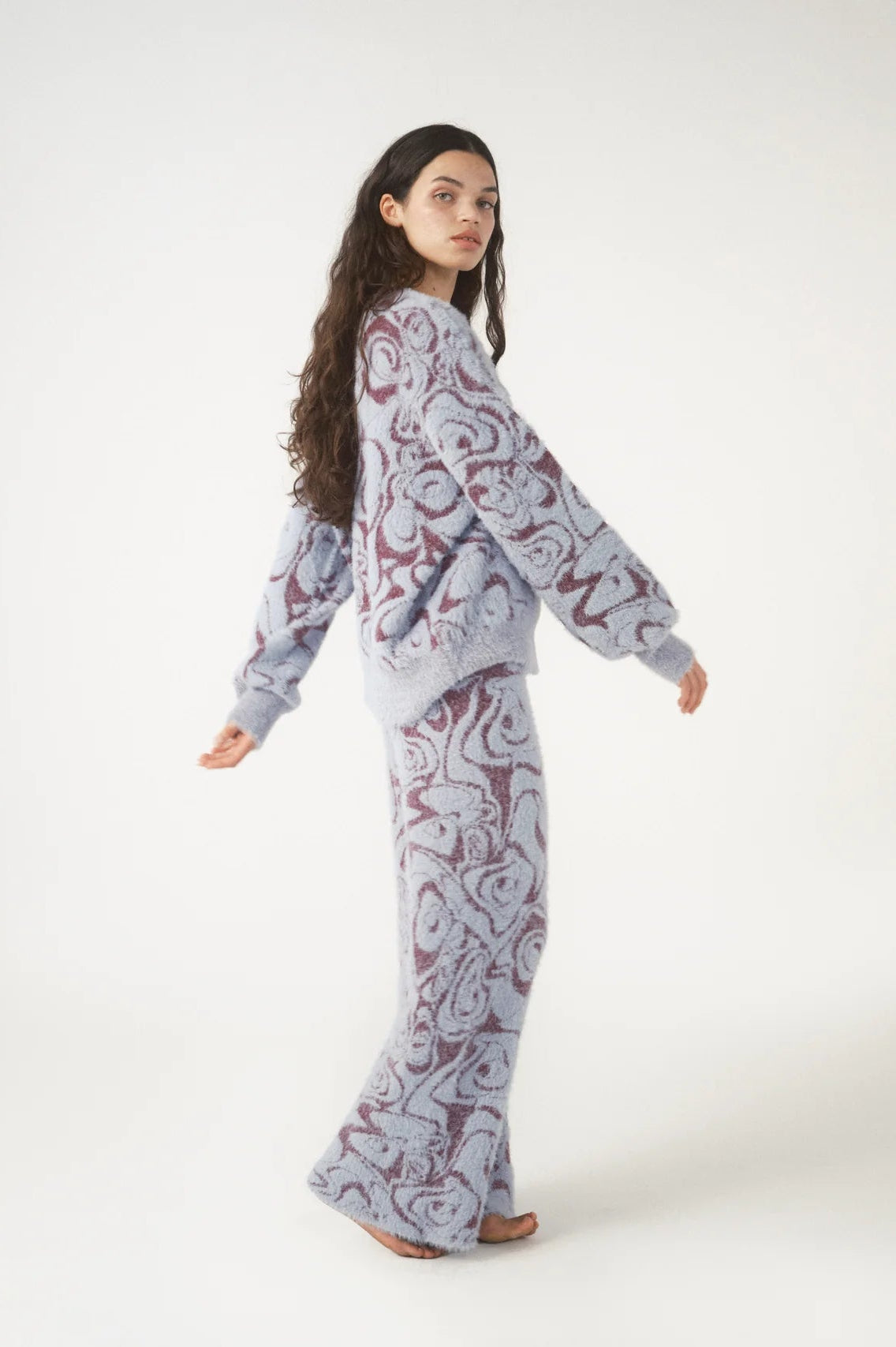 Shop Pixie and Peach Pixie & Peach Hope Jacquard Knitted Jumper Hoodie for women – premium loungewear and festival fashion at Spoiled Brat