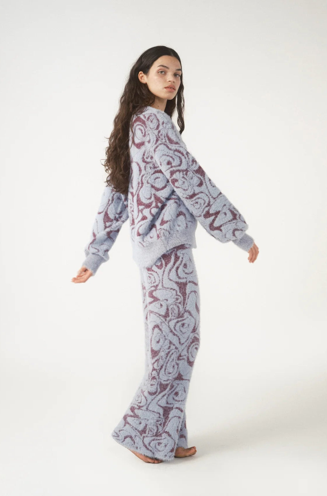 Shop Pixie and Peach Pixie & Peach Hope Jacquard Knitted Jumper Hoodie for women – premium loungewear and festival fashion at Spoiled Brat