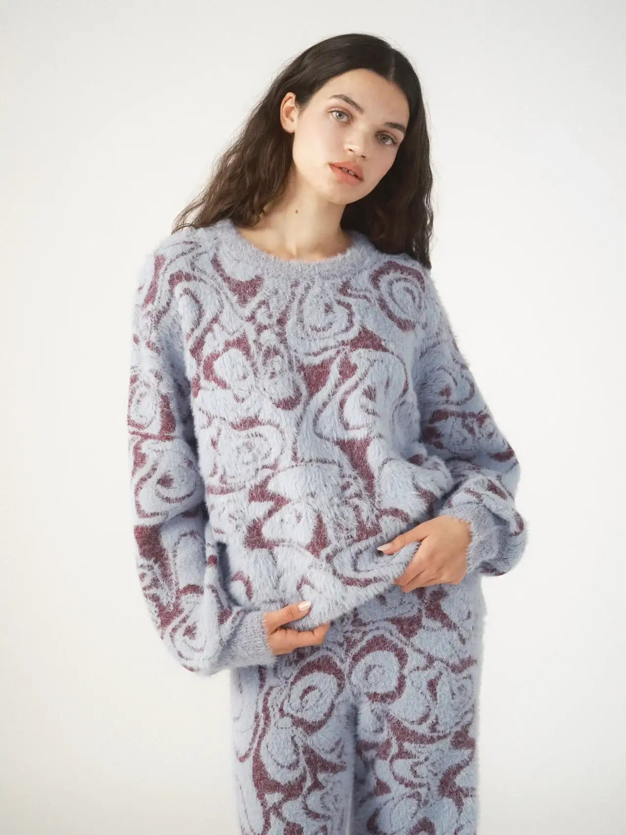 Pixie & Peach Hope Jacquard Knitted Jumper by Pixie and Peach – Hoodie – Blue | Spoiled Brat UK