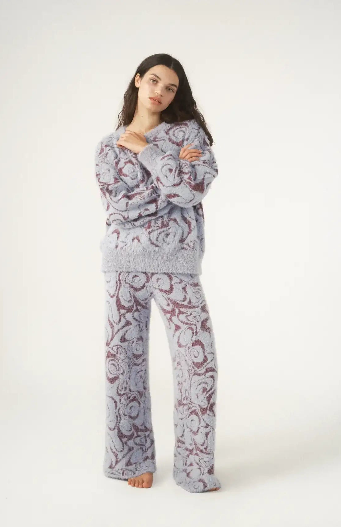 Shop Pixie and Peach Pixie & Peach Hope Jacquard Knitted Trouser Trousers for women – premium loungewear and festival fashion at Spoiled Brat