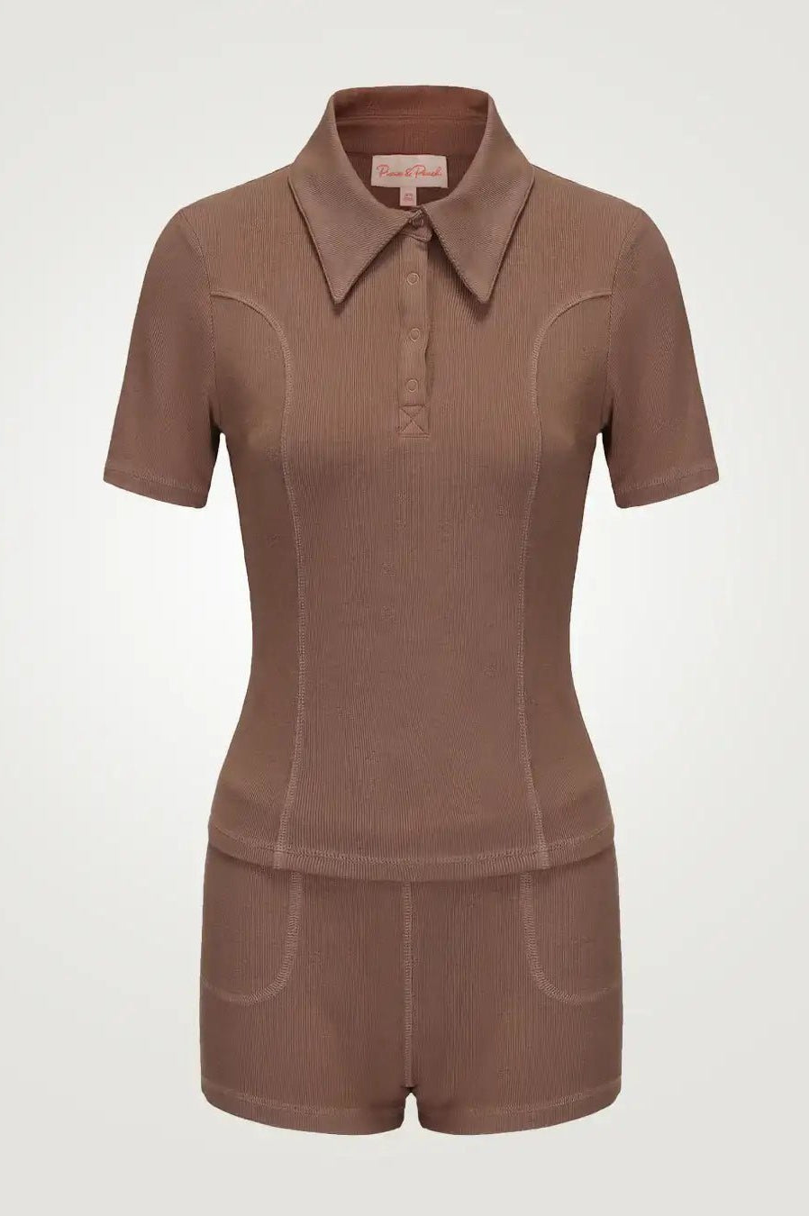 Shop Pixie and Peach Pixie & Peach Peggy Rib Booty Short Shorts for women – premium loungewear and festival fashion at Spoiled Brat