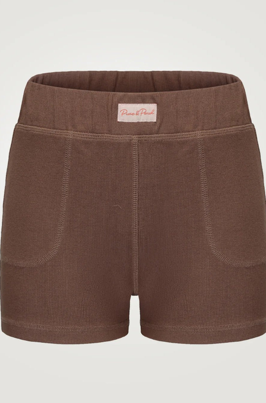 Shop Pixie and Peach Pixie & Peach Peggy Rib Booty Short Shorts for women – premium loungewear and festival fashion at Spoiled Brat