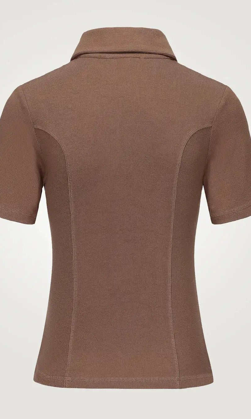 Shop Pixie and Peach Pixie & Peach Peggy Rib Polo Top T-Shirt for women – premium loungewear and festival fashion at Spoiled Brat