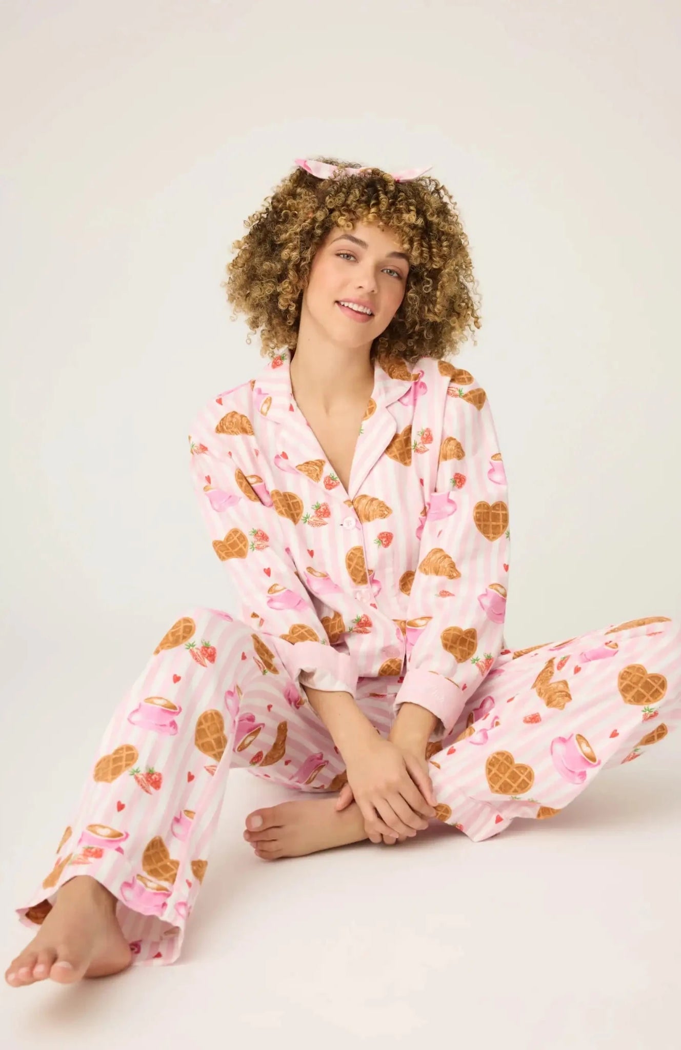 Shop PJ Salvage PJ Salvage Brunch Club Breakfast 3 - Piece Flannel PJ Set Pyjamas for women – premium loungewear and festival fashion at Spoiled Brat