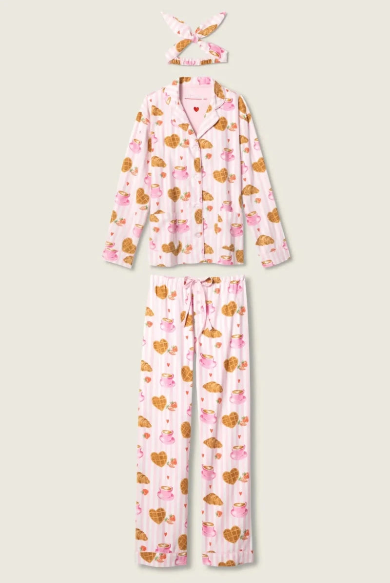 Shop PJ Salvage PJ Salvage Brunch Club Breakfast 3 - Piece Flannel PJ Set Pyjamas for women – premium loungewear and festival fashion at Spoiled Brat
