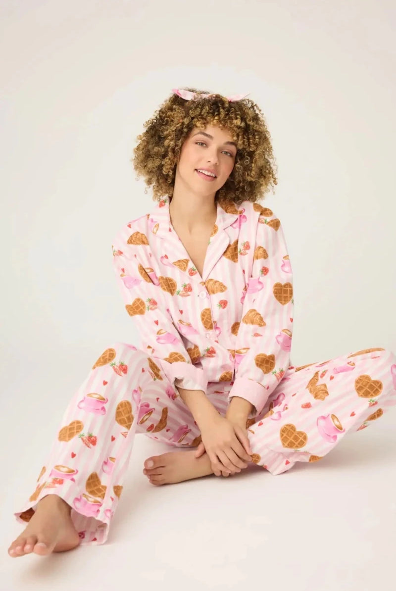 Shop PJ Salvage PJ Salvage Brunch Club Breakfast 3 - Piece Flannel PJ Set Pyjamas for women – premium loungewear and festival fashion at Spoiled Brat