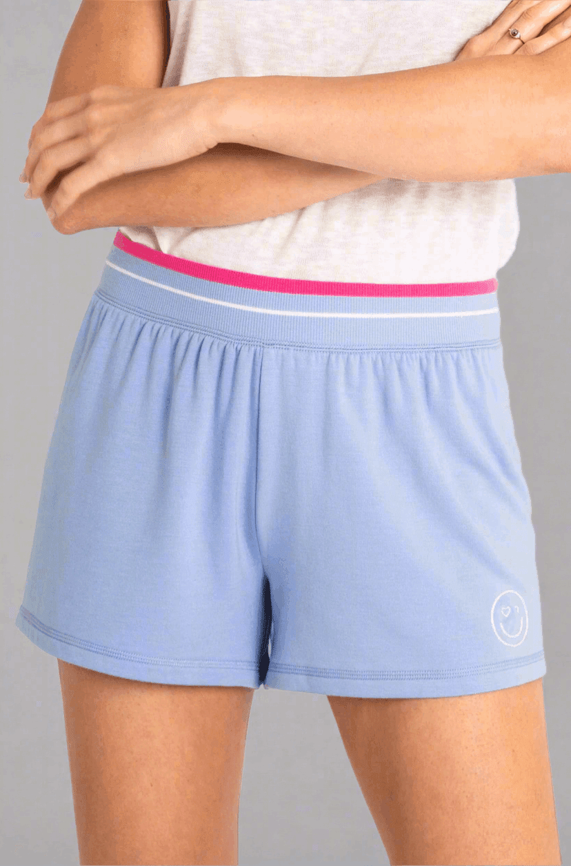 Shop PJ Salvage PJ Salvage Choose Happy Blue PJ Shorts Pyjamas for women – premium loungewear and festival fashion at Spoiled Brat