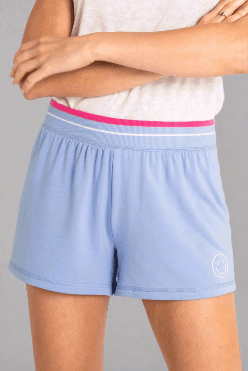 Shop PJ Salvage PJ Salvage Choose Happy Blue PJ Shorts Pyjamas for women – premium loungewear and festival fashion at Spoiled Brat