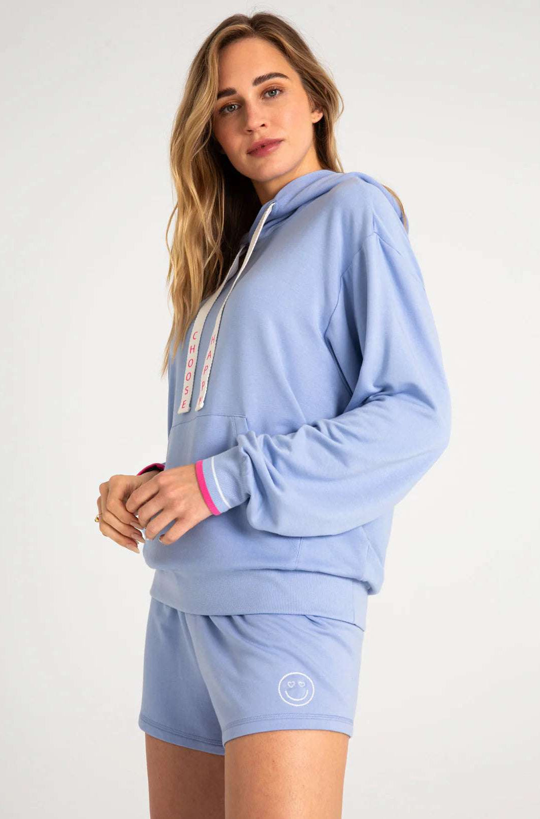 Shop PJ Salvage PJ Salvage Choose Happy Long Sleeve Hooded Top Hooded Sweatshirt for women – premium loungewear and festival fashion at Spoiled Brat