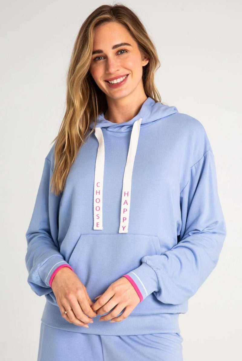 Shop PJ Salvage PJ Salvage Choose Happy Long Sleeve Hooded Top Hooded Sweatshirt for women – premium loungewear and festival fashion at Spoiled Brat