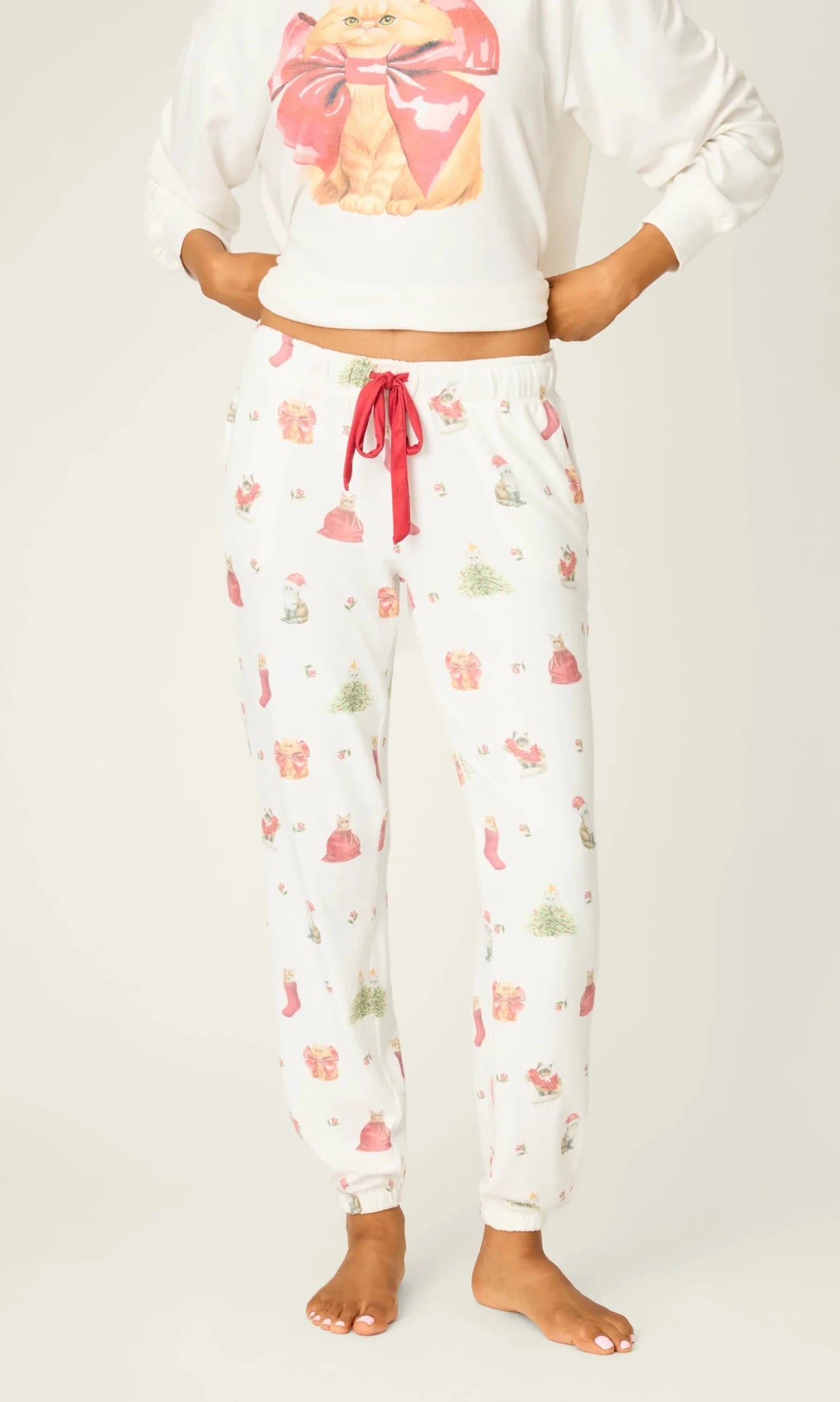 PJ Salvage Feline Festive Cat Print Banded PJ Pants as seen on Chloe Sims - Spoiled Brat
