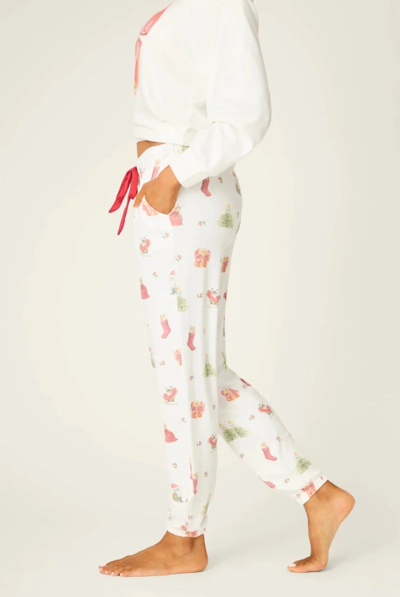 Shop PJ Salvage PJ Salvage Feline Festive Cat Print Banded PJ Pants as seen on Chloe Sims Pyjamas for women – premium loungewear and festival fashion at Spoiled Brat