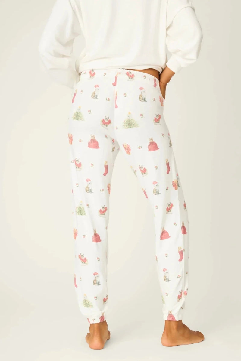 Shop PJ Salvage PJ Salvage Feline Festive Cat Print Banded PJ Pants as seen on Chloe Sims Pyjamas for women – premium loungewear and festival fashion at Spoiled Brat