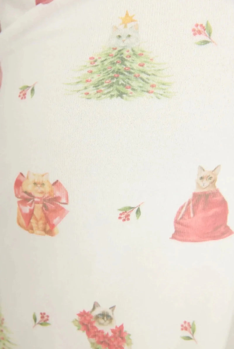 Shop PJ Salvage PJ Salvage Feline Festive Cat Print Banded PJ Pants as seen on Chloe Sims Pyjamas for women – premium loungewear and festival fashion at Spoiled Brat