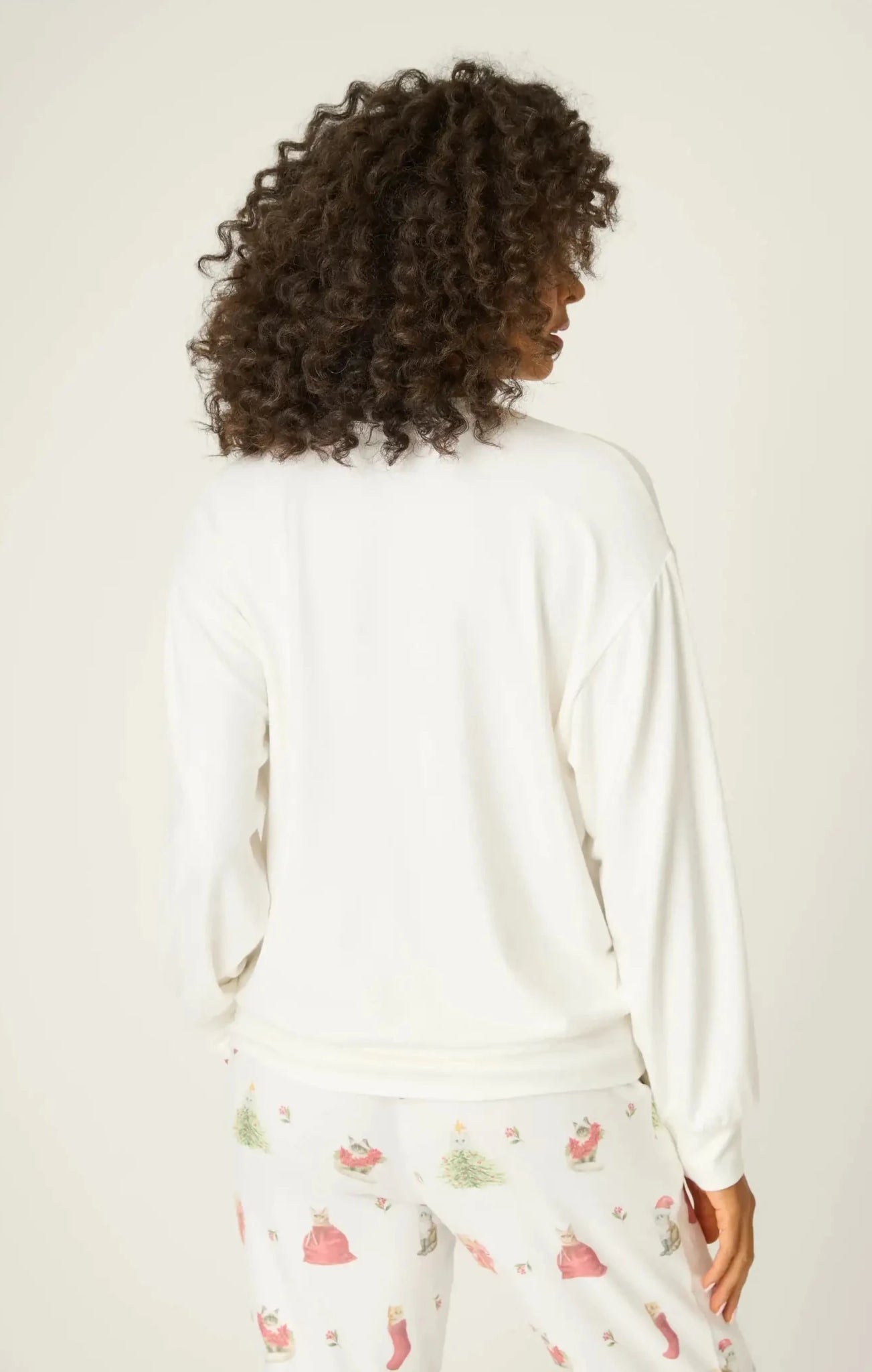 PJ Salvage Feline Festive Cat Print Sweater as seen on Chloe Sims - Spoiled Brat