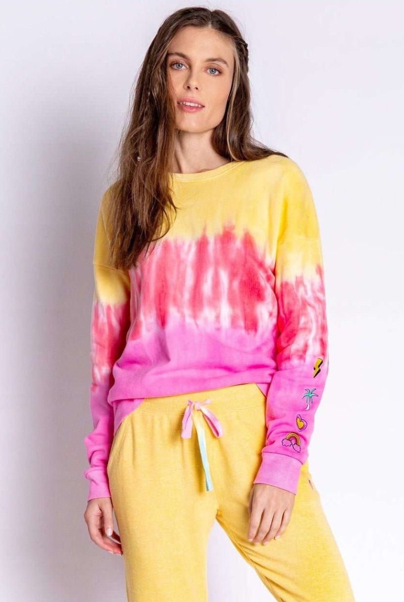 Shop PJ Salvage PJ Salvage One Love Ombre Tie Dye Crew Neck Long Sleeve Sweater Sweater for women – premium loungewear and festival fashion at Spoiled Brat