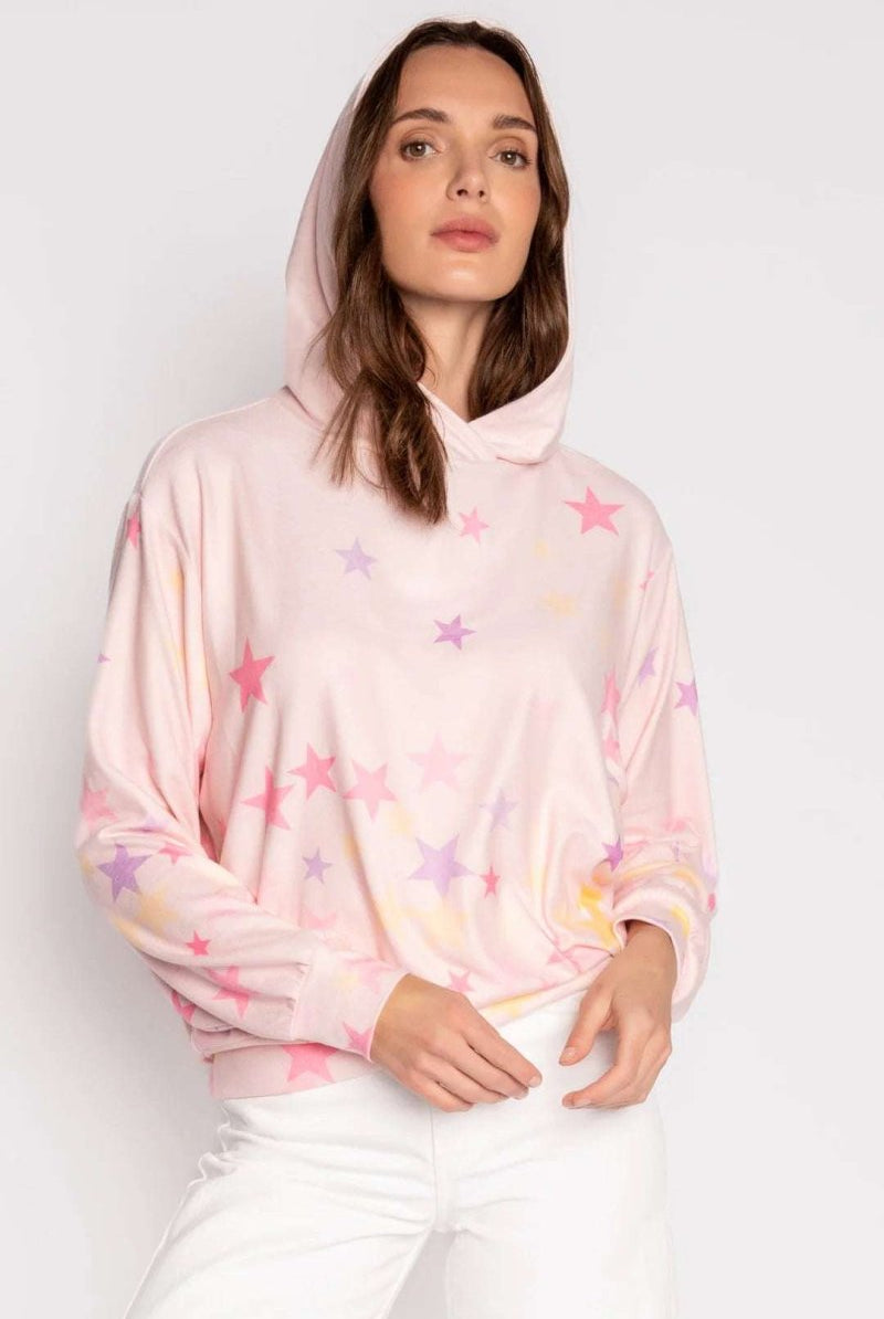 Shop PJ Salvage PJ Salvage Peach Party Star Hoodie Hoodie for women – premium loungewear and festival fashion at Spoiled Brat