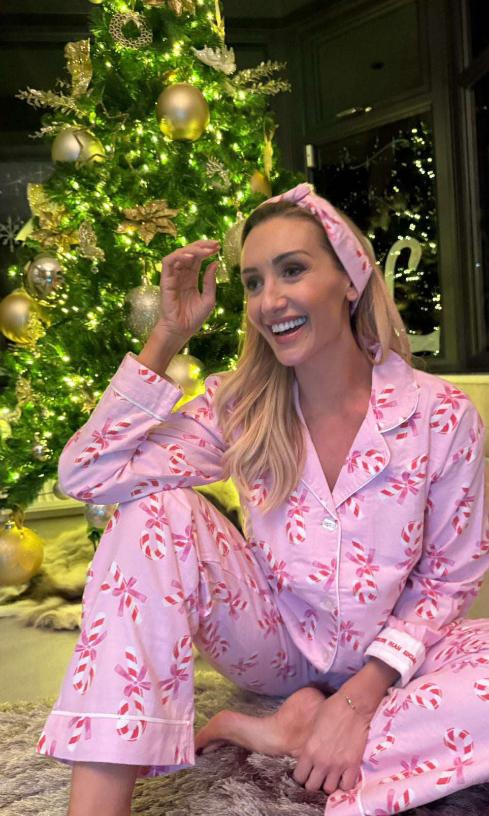 PJ Salvage Sweeter Than Sugar 3 - Piece Candy Cane Print Flannel PJ Set as seen on Paris Hilton - Spoiled Brat