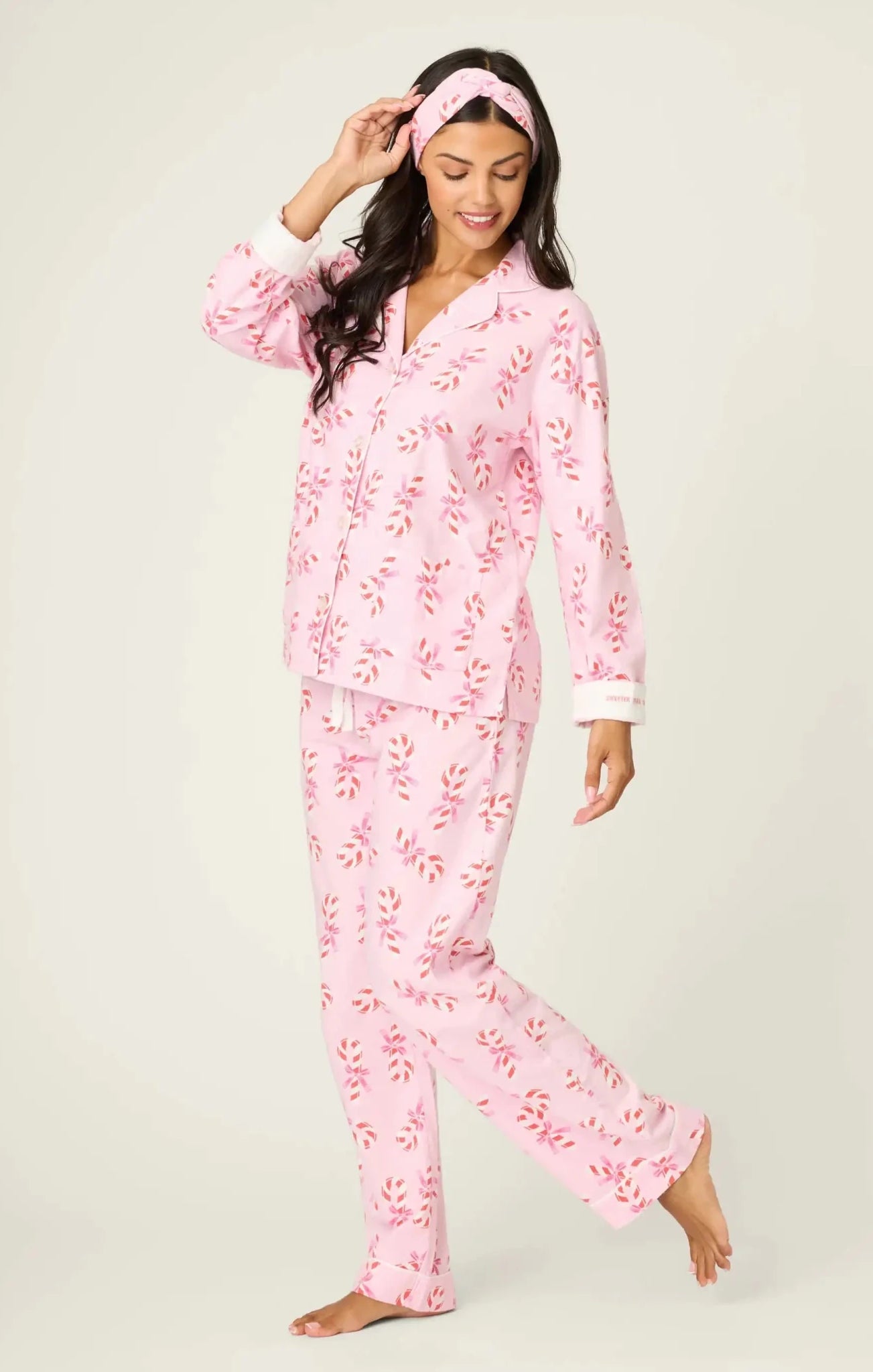 PJ Salvage Sweeter Than Sugar 3 - Piece Candy Cane Print Flannel PJ Set as seen on Paris Hilton - Spoiled Brat