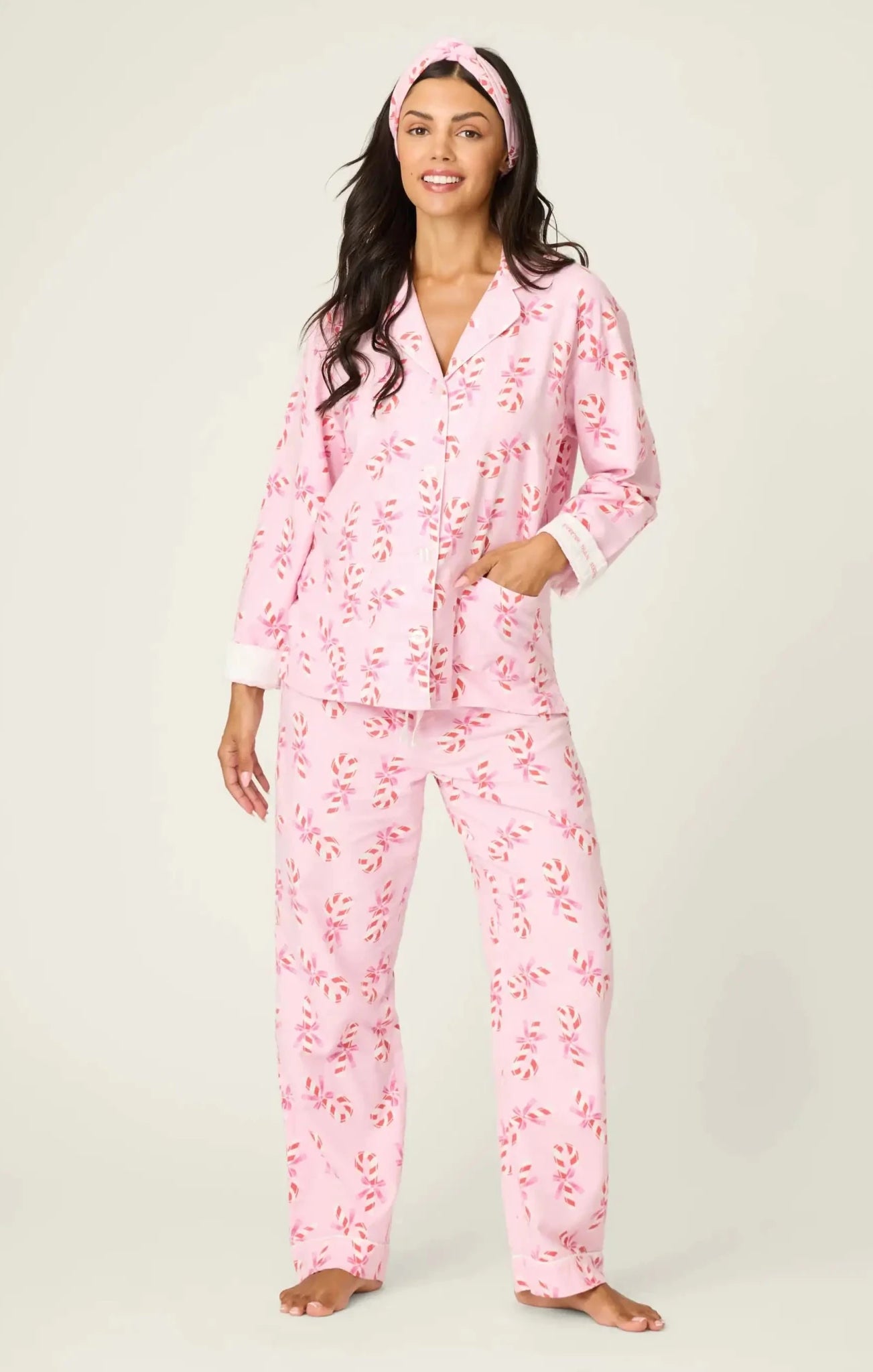 PJ Salvage Sweeter Than Sugar 3 - Piece Candy Cane Print Flannel PJ Set as seen on Paris Hilton - Spoiled Brat