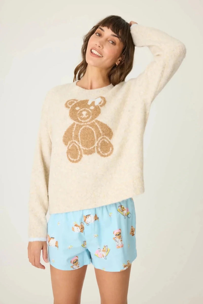 Shop PJ Salvage PJ Salvage Teddy Bear Graphic Snuggle Sweater Sweater for women – premium loungewear and festival fashion at Spoiled Brat