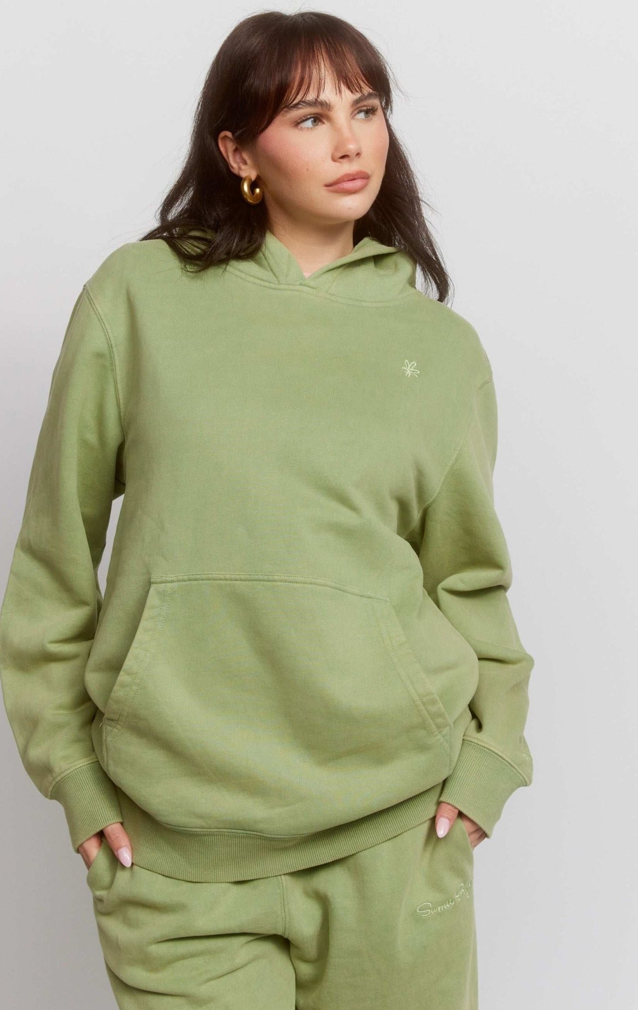 Shop Samii Ryan Samii Ryan Olive Hoodie Hooded Sweatshirt for women – premium loungewear and festival fashion at Spoiled Brat