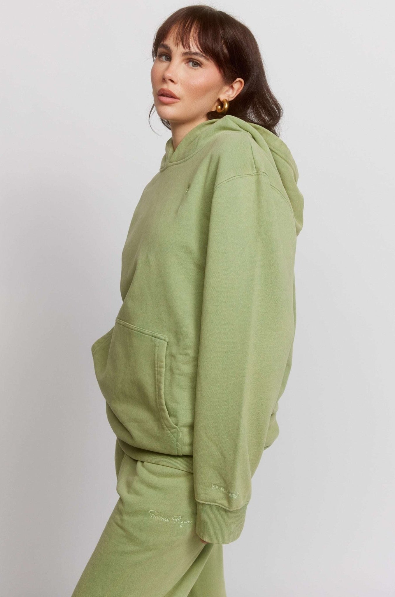 Shop Samii Ryan Samii Ryan Olive Hoodie Hooded Sweatshirt for women – premium loungewear and festival fashion at Spoiled Brat