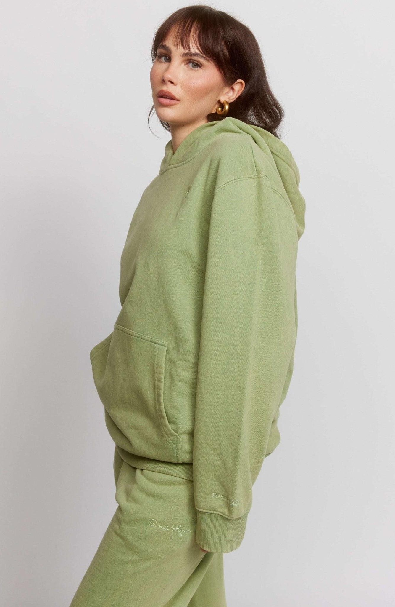 Shop Samii Ryan Samii Ryan Olive Hoodie Hooded Sweatshirt for women – premium loungewear and festival fashion at Spoiled Brat