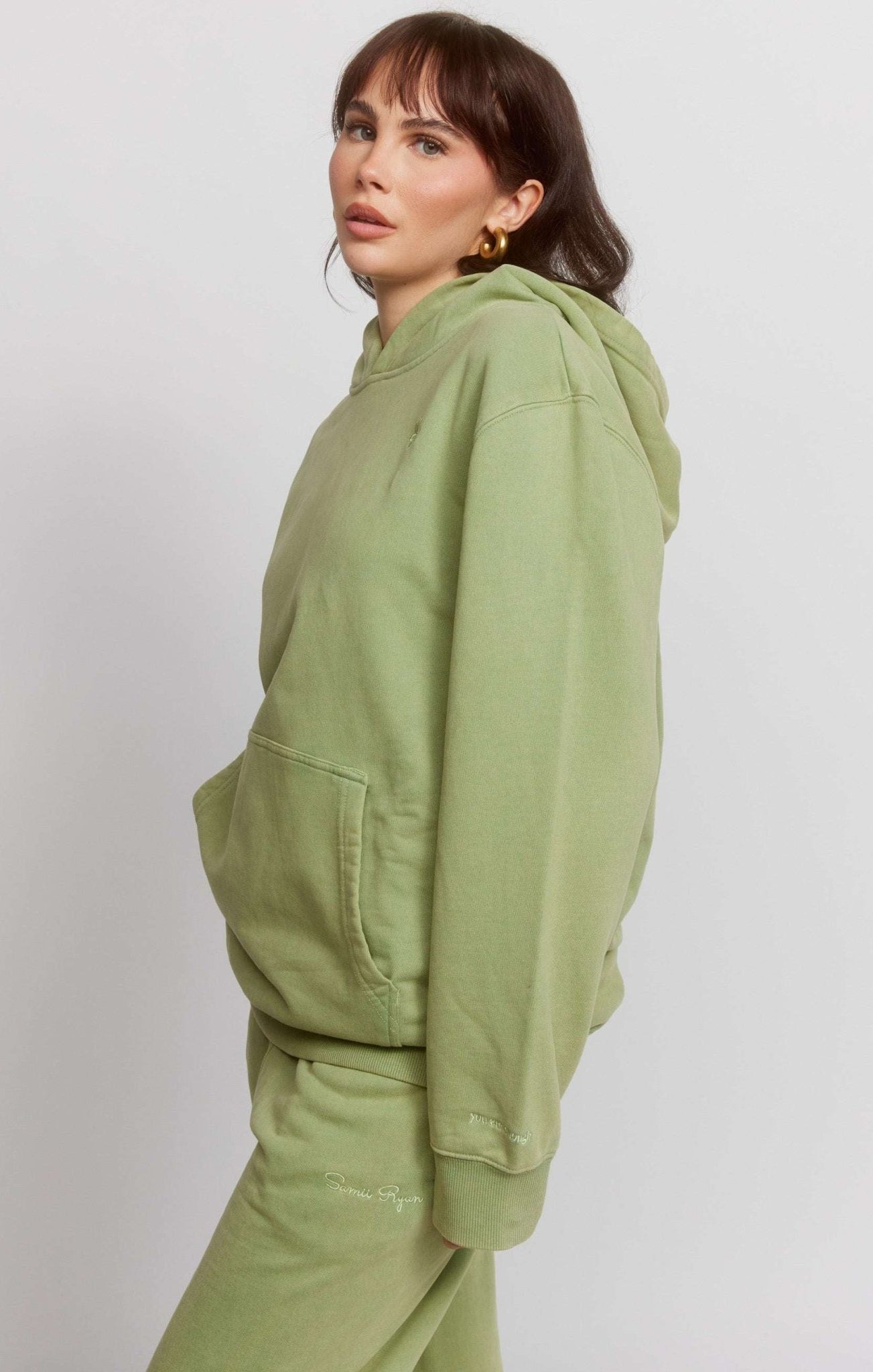 Shop Samii Ryan Samii Ryan Olive Hoodie Hooded Sweatshirt for women – premium loungewear and festival fashion at Spoiled Brat