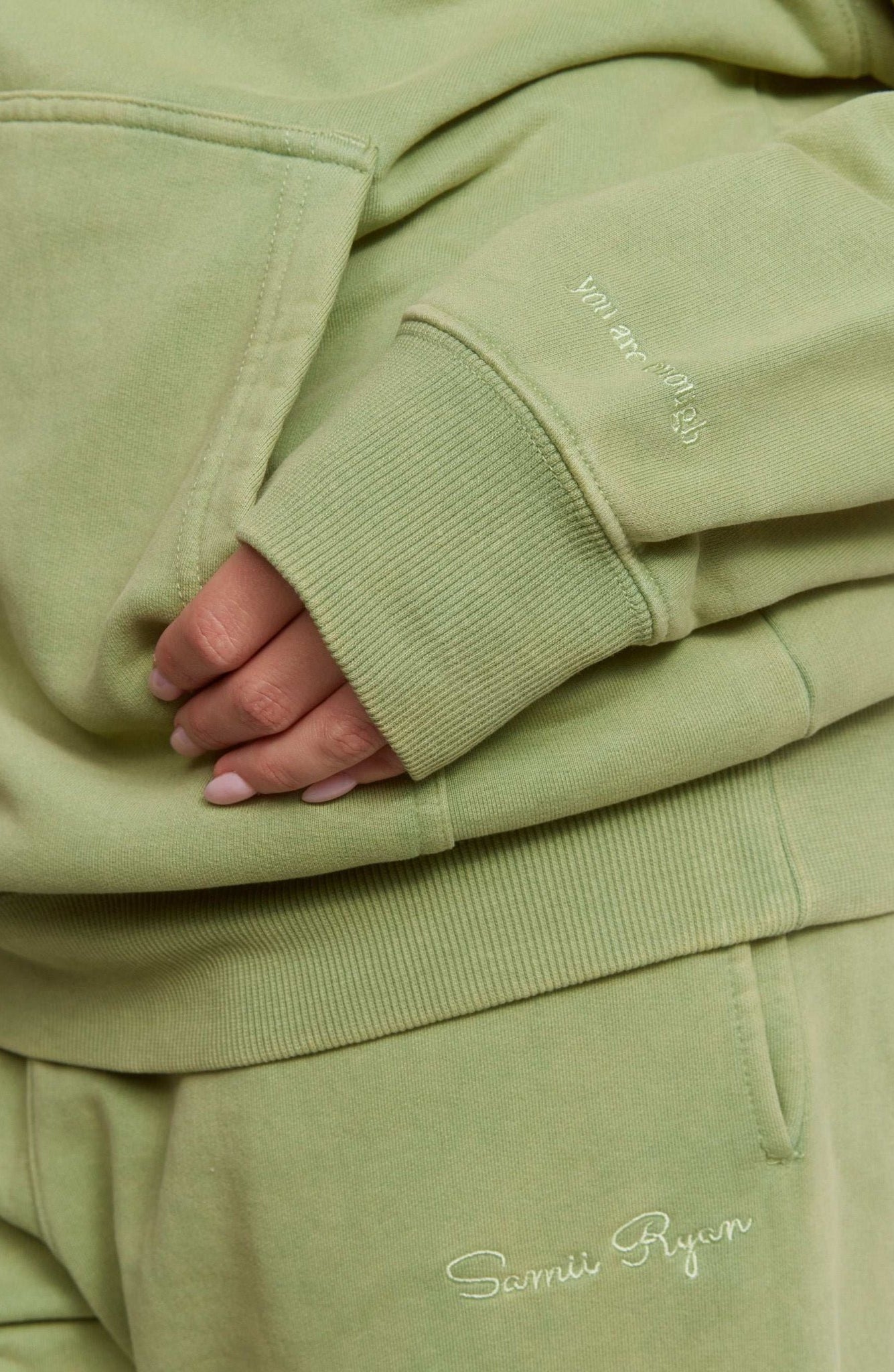 Shop Samii Ryan Samii Ryan Olive Hoodie Hooded Sweatshirt for women – premium loungewear and festival fashion at Spoiled Brat