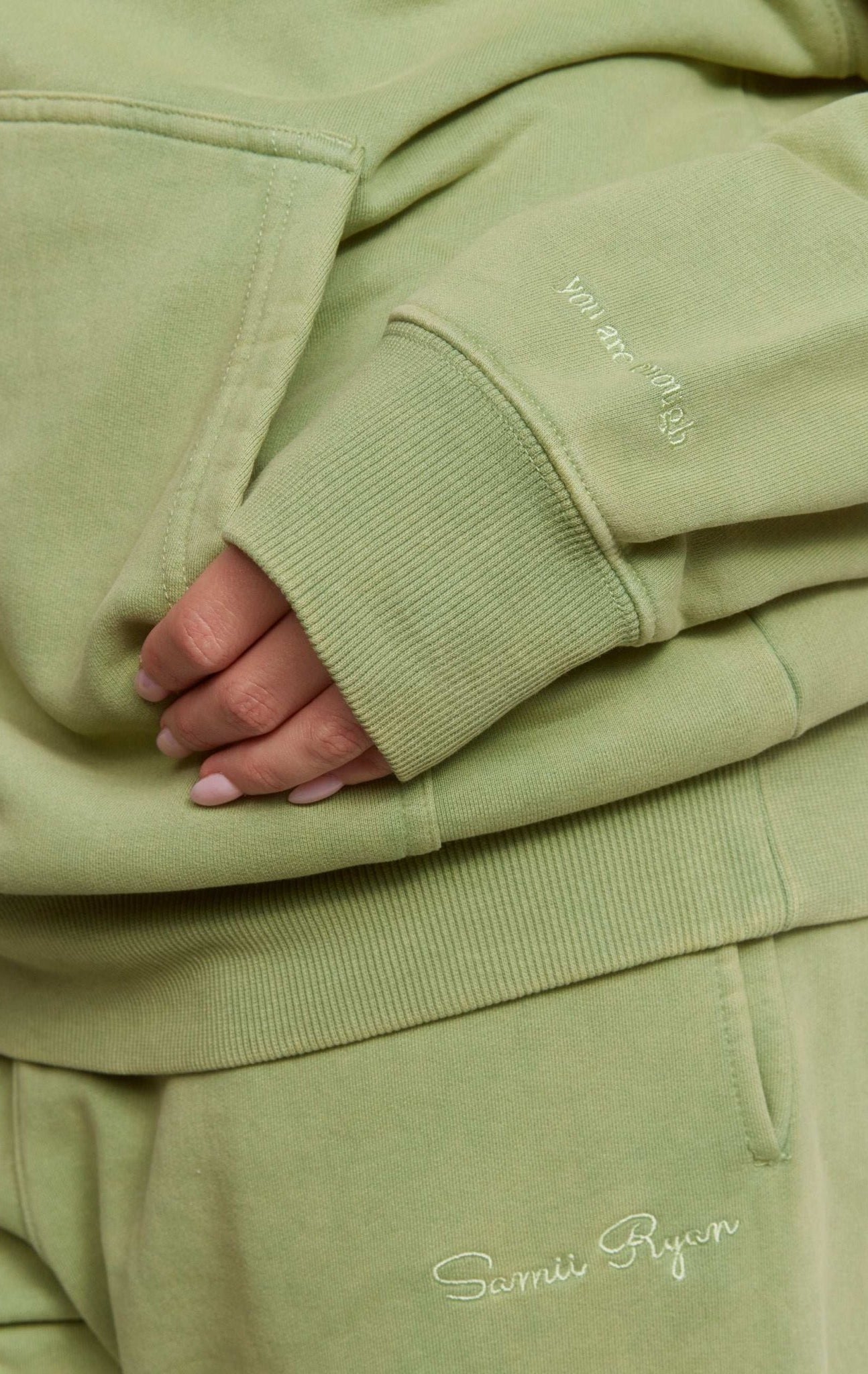 Shop Samii Ryan Samii Ryan Olive Hoodie Hooded Sweatshirt for women – premium loungewear and festival fashion at Spoiled Brat