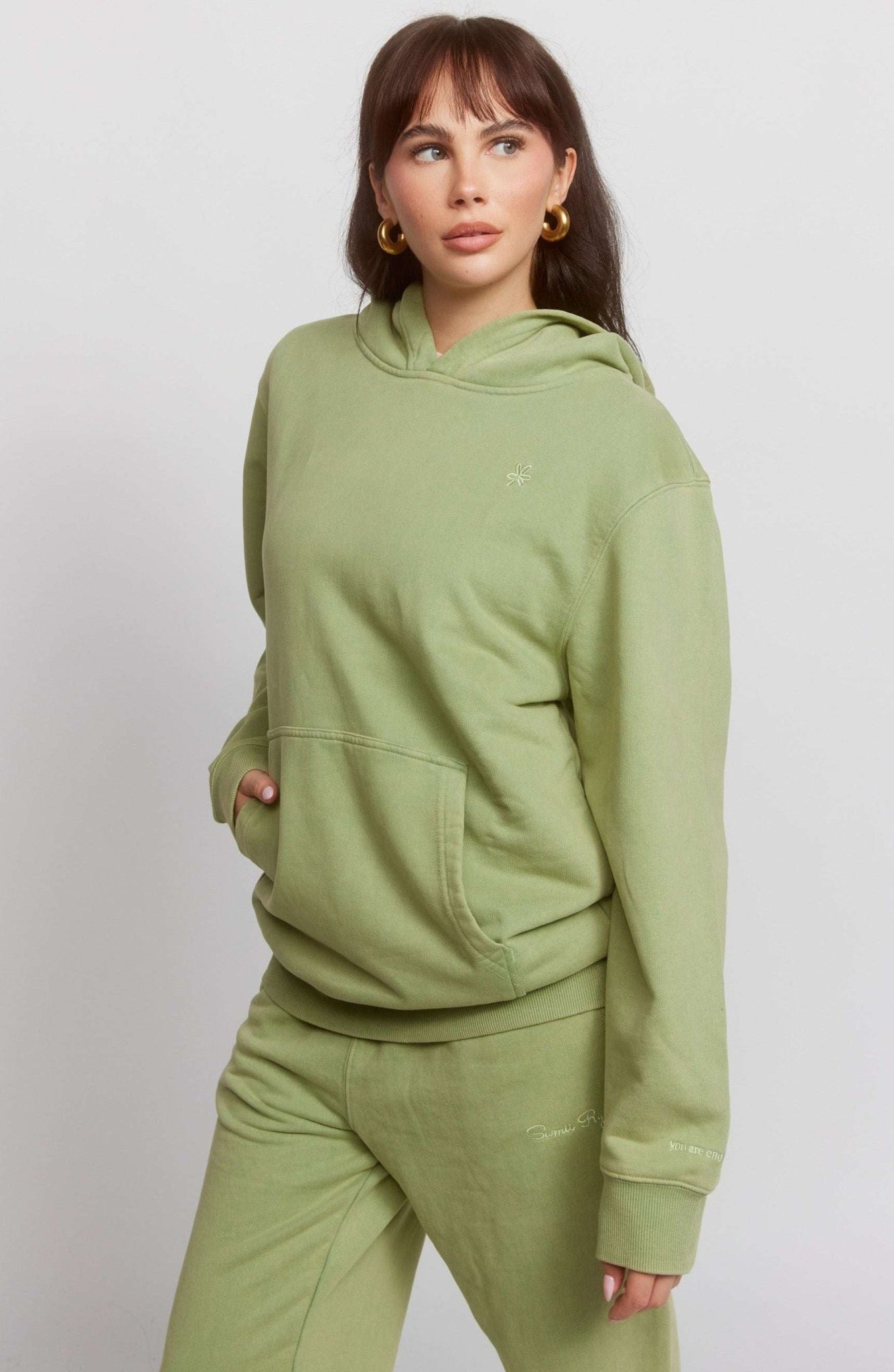 Shop Samii Ryan Samii Ryan Olive Hoodie Hooded Sweatshirt for women – premium loungewear and festival fashion at Spoiled Brat