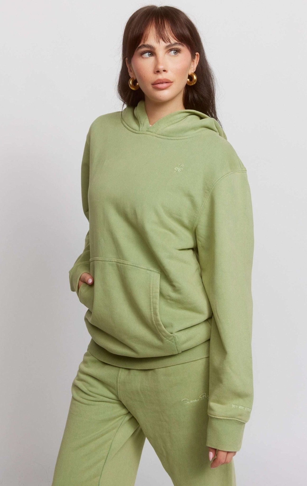 Shop Samii Ryan Samii Ryan Olive Hoodie Hooded Sweatshirt for women – premium loungewear and festival fashion at Spoiled Brat