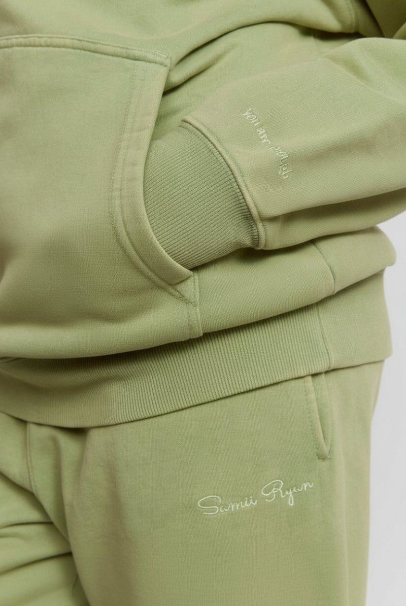 Shop Samii Ryan Samii Ryan Olive Hoodie Hooded Sweatshirt for women – premium loungewear and festival fashion at Spoiled Brat