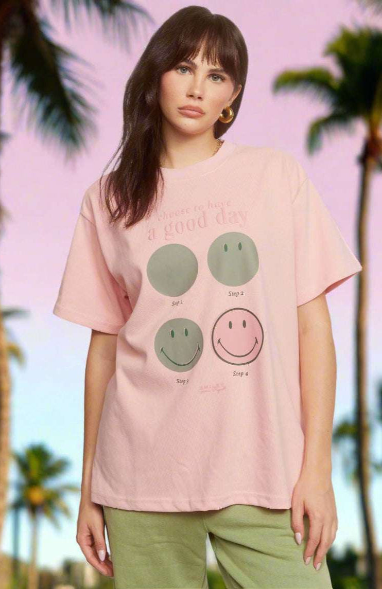 Shop Samii Ryan Samii Ryan Smiley® Good Day Oversized Tee T-Shirts for women – premium loungewear and festival fashion at Spoiled Brat